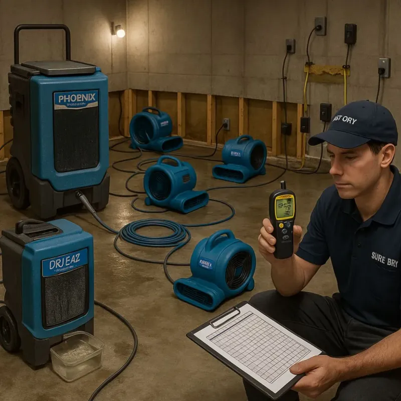 Structural Drying and Dehumidification process in Fuquay-Varina, NC